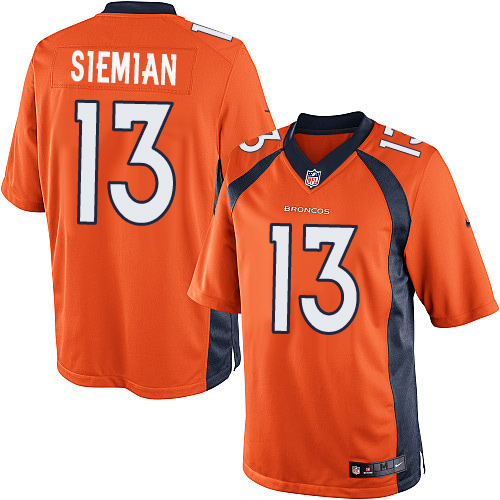 Men's Limited Trevor Siemian Nike Jersey Orange Home - #13 NFL Denver Broncos